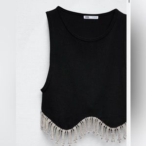 Rhinestone fringe top